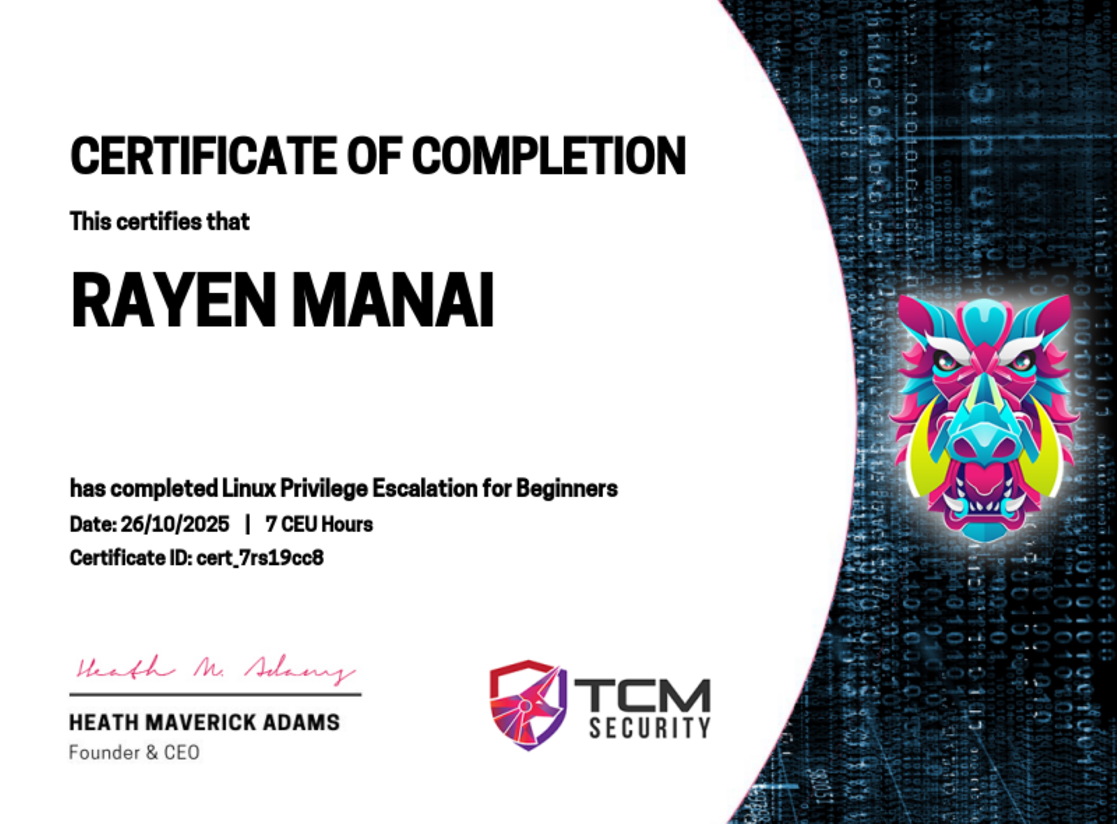 Linux PrivEsc Certificate